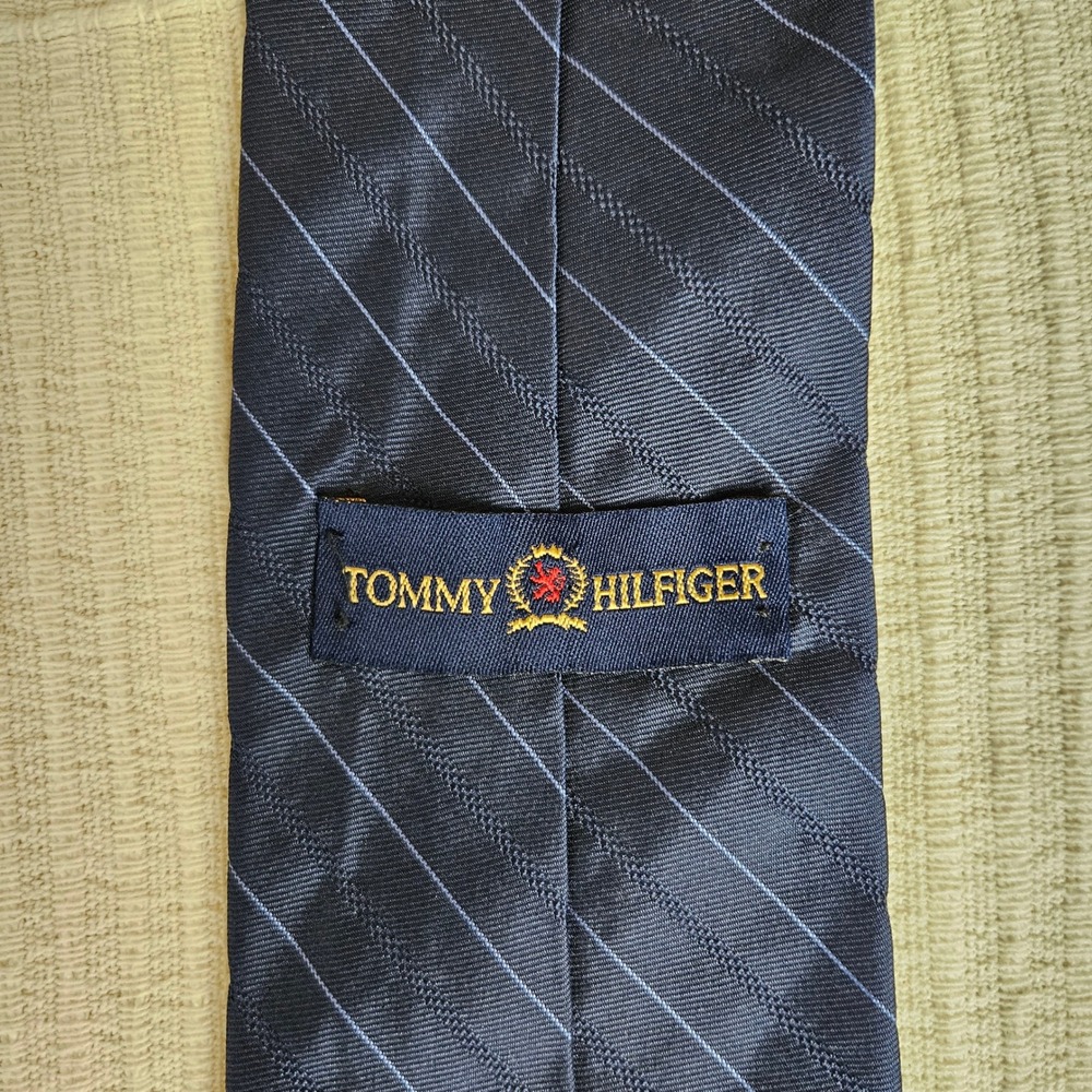 Tommy Hilfiger Necktie Men's Navy Blue Pinstripe Silk Tie Formal Office Wear